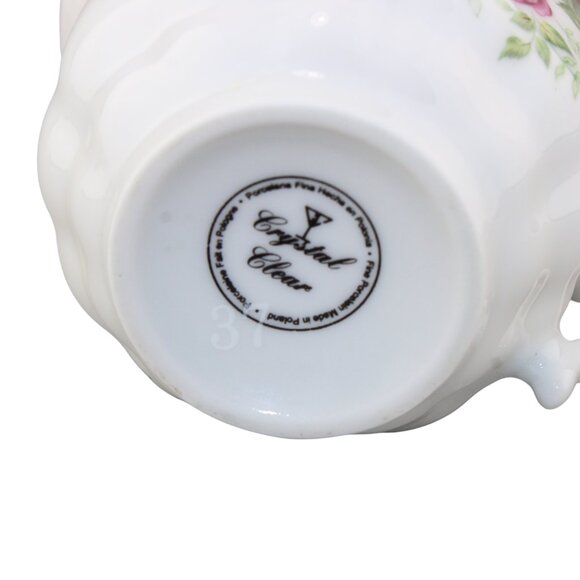 Crystal Clear English Rose Porcelain Cup & Saucer Made in Poland - Picture 5 of 17